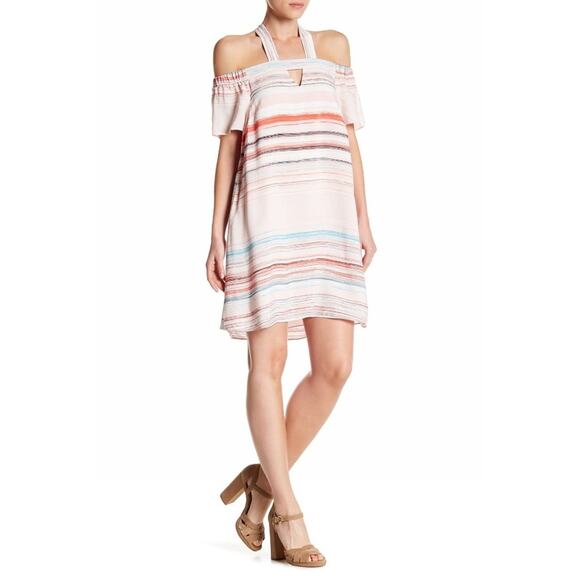 1.STATE On Point halter off the shoulder striped shift dress Size Medium NEW - Picture 6 of 6